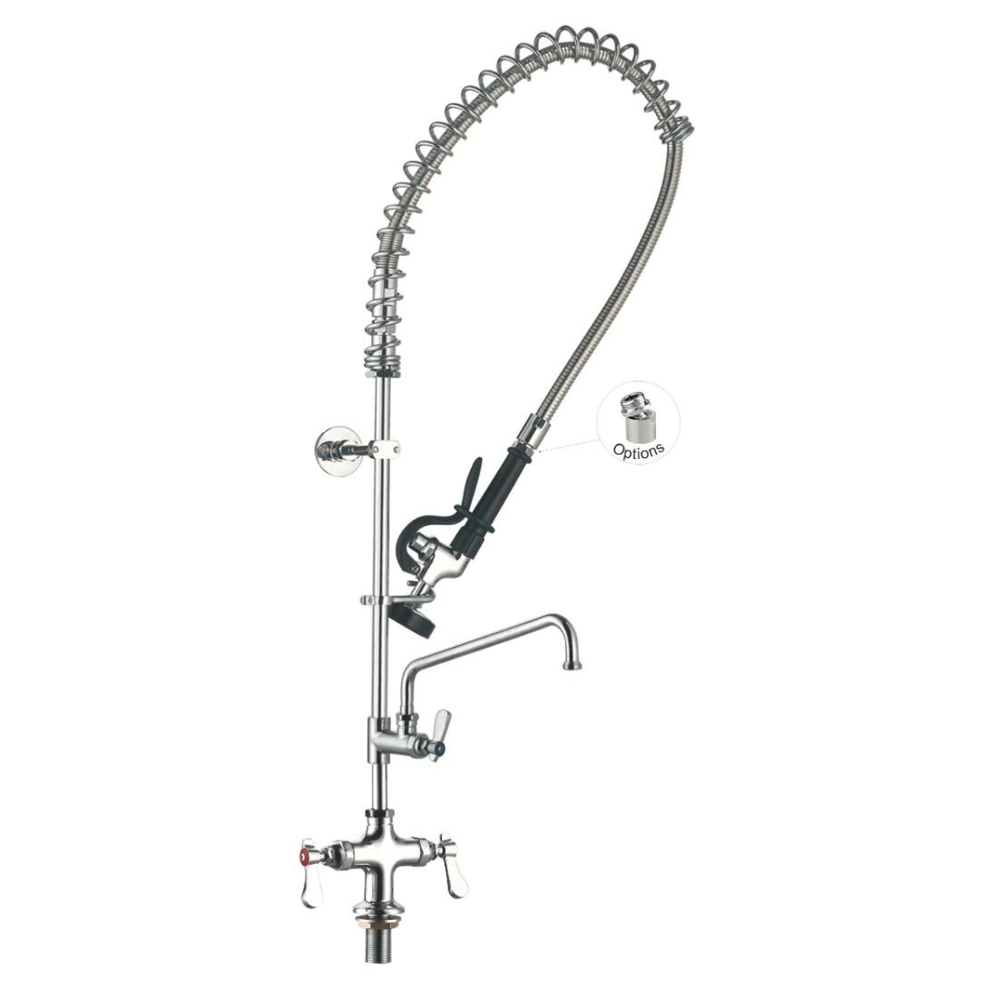 Sunmixer Pre Rinse Unit with Add-on faucet and 305mm Swing Nozzle T98001-2 - Cafe Supply