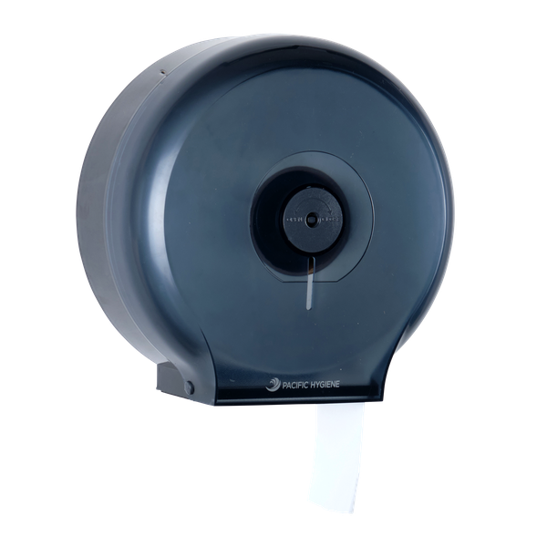 Pacific Hygiene Single Jumbo Toilet Roll Dispenser - Black - Cafe Supply