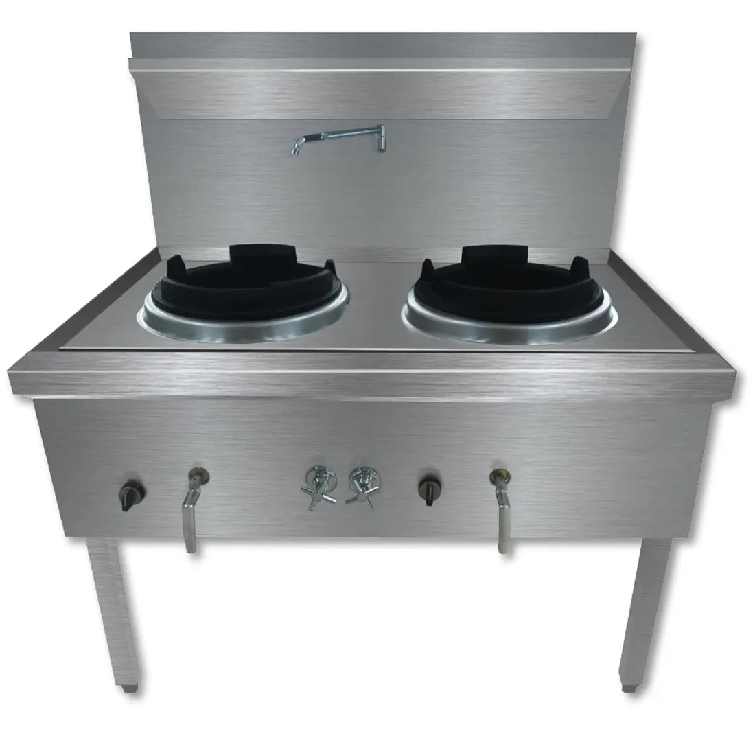 WW-2L Stainless Steel Waterless LPG Gas Double Wok - Cafe Supply