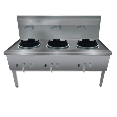 WW-3L Stainless Steel Waterless LPG Gas Triple Wok - Cafe Supply