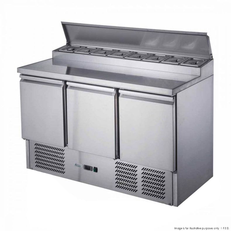 FED-X Three Door Salad Prep Fridge – XGNS1300D - Cafe Supply