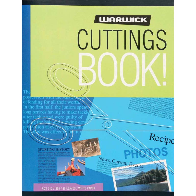 Warwick Scrapbook Cuttings 36 Leaf White Pages 395x312mm - Cafe Supply