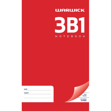 Warwick Notebook 3B1 32 Leaf Ruled 7mm 165x100mm - Cafe Supply
