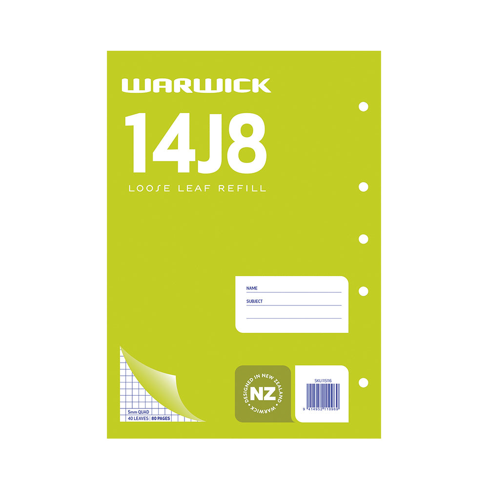 Warwick Refill 14J8 Loose Leaf 40 Leaf A4 5mm - Cafe Supply