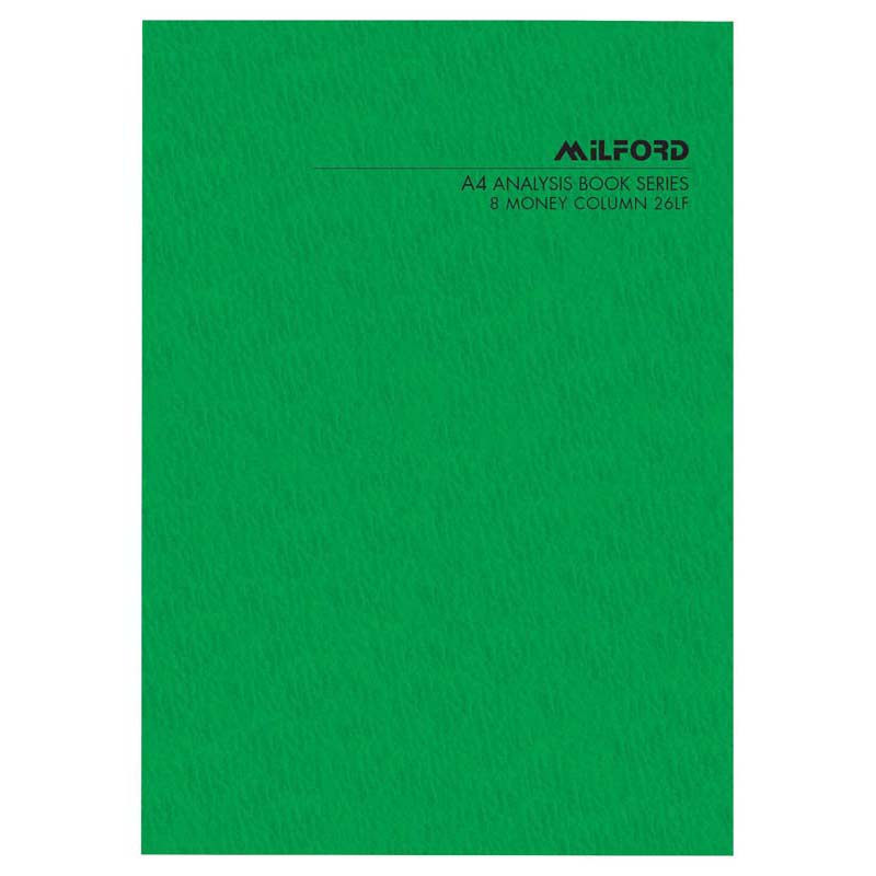 Milford A4 8 Money Column 26 Leaf Limp Analysis Book - Cafe Supply