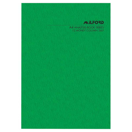 Milford A4 12 Money Column 26 Leaf Limp Analysis Book - Cafe Supply