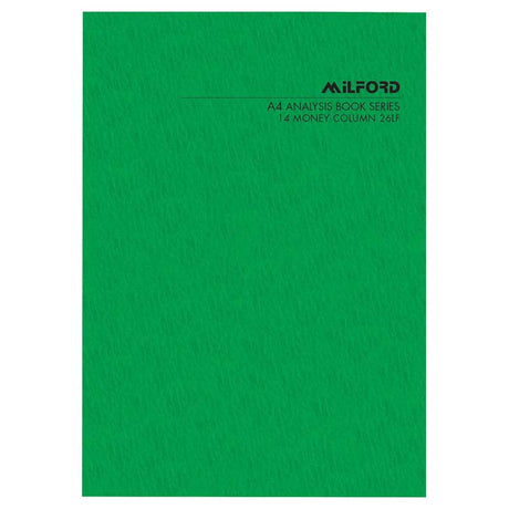 Milford A4 14 Money Column 26 Leaf Limp Analysis Book - Cafe Supply
