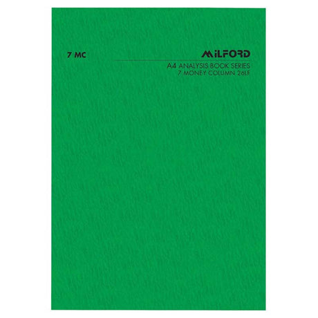 Milford A4 7 Money Column 26 Leaf Limp Analysis Book - Cafe Supply