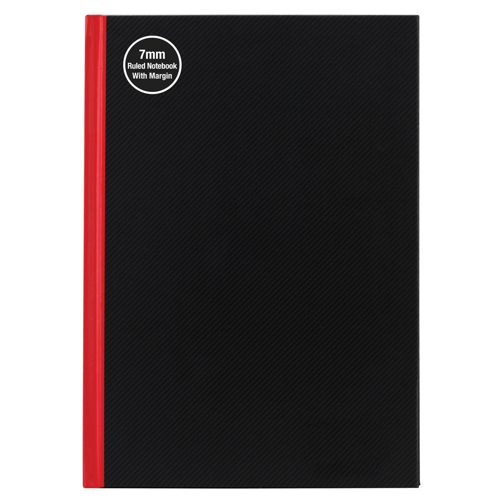 Milford Notebook A4 7Mm 68Gsm With Margin Red & Black 100Lf - Cafe Supply