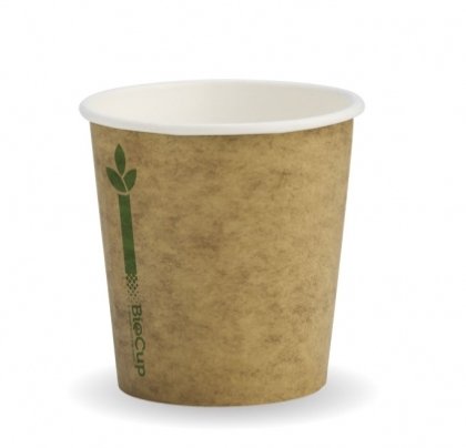 120ML / 4OZ (63MM) KRAFT GREEN LINE SINGLE WALL BIOCUP - Cafe Supply