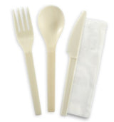 15CM / 6" PSM KNIFE, FORK, SPOON & NAPKIN SET - 20PK - Cafe Supply