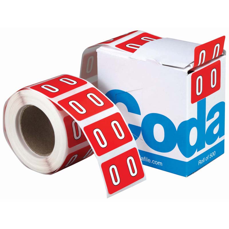 Codafile Label Numeric 0 25mm Roll 500 - Cafe Supply