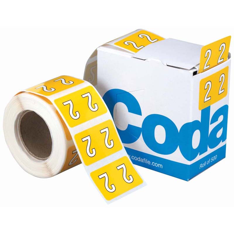 Codafile Label Numeric 2 25mm Roll 500 - Cafe Supply