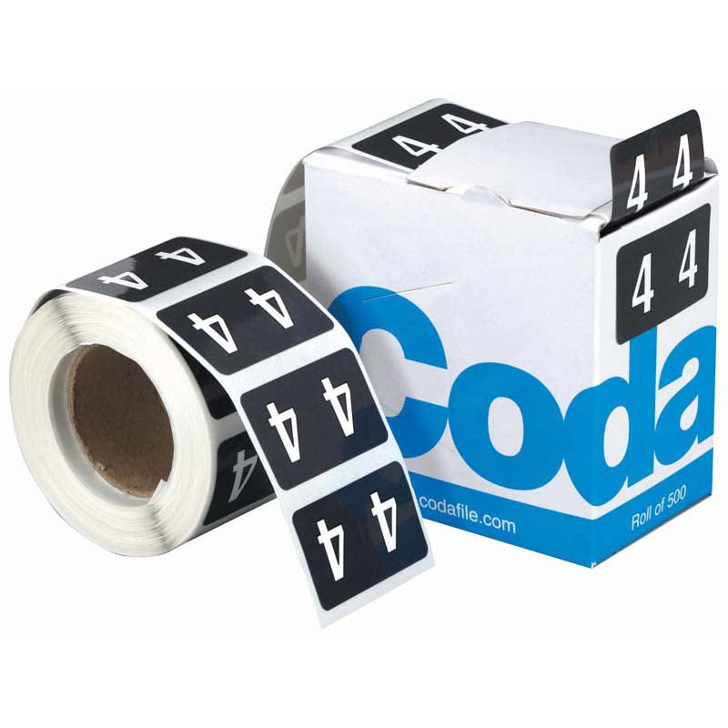 Codafile Label Numeric 4 25mm Roll 500 - Cafe Supply