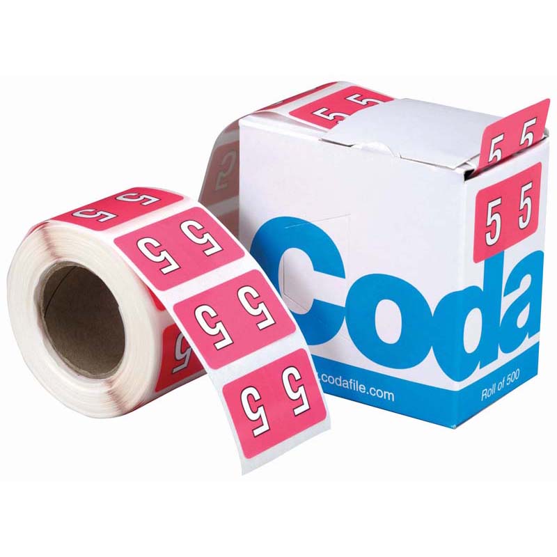 Codafile Label Numeric 5 25mm Roll 500 - Cafe Supply