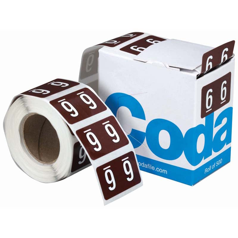 Codafile Label Numeric 6 25mm Roll 500 - Cafe Supply