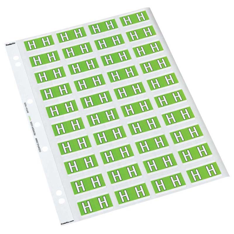 Codafile Label Alpha H 25mm Pack 5 Sheets - Cafe Supply