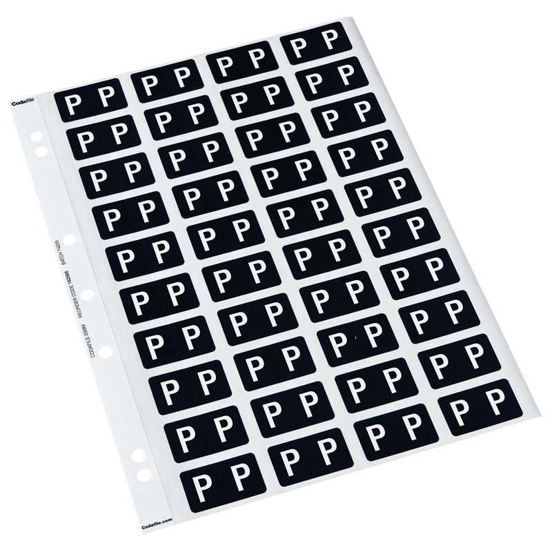 Codafile Label Alpha P 25mm Pack 5 Sheets - Cafe Supply