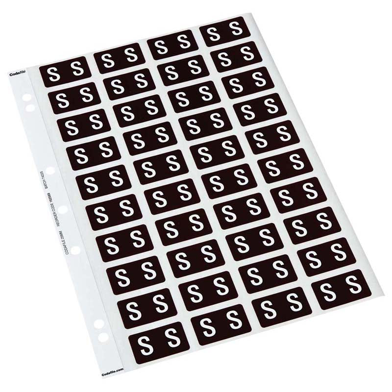 Codafile Label Alpha S 25mm Pack 5 Sheets - Cafe Supply
