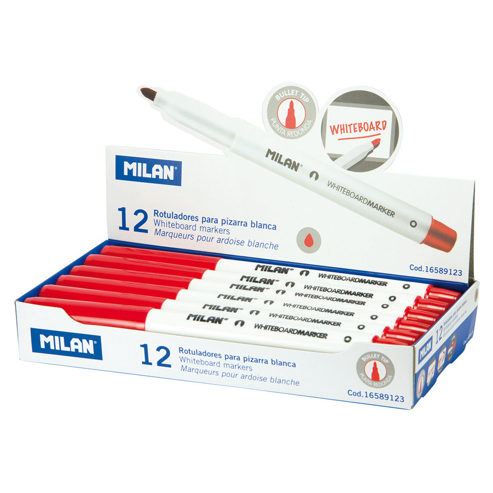 Milan Whiteboard Marker Fine Bullet Tip 3.7mm Red - Cafe Supply