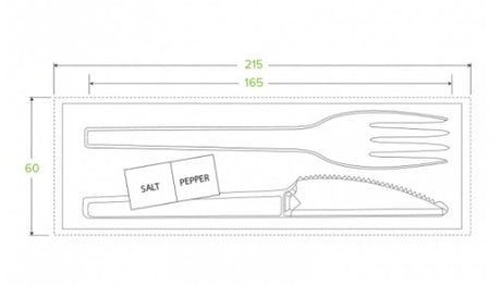 16.5CM / 6.5" PLA KNIFE, FORK, NAPKIN, SALT & PEPPER SET - Cafe Supply