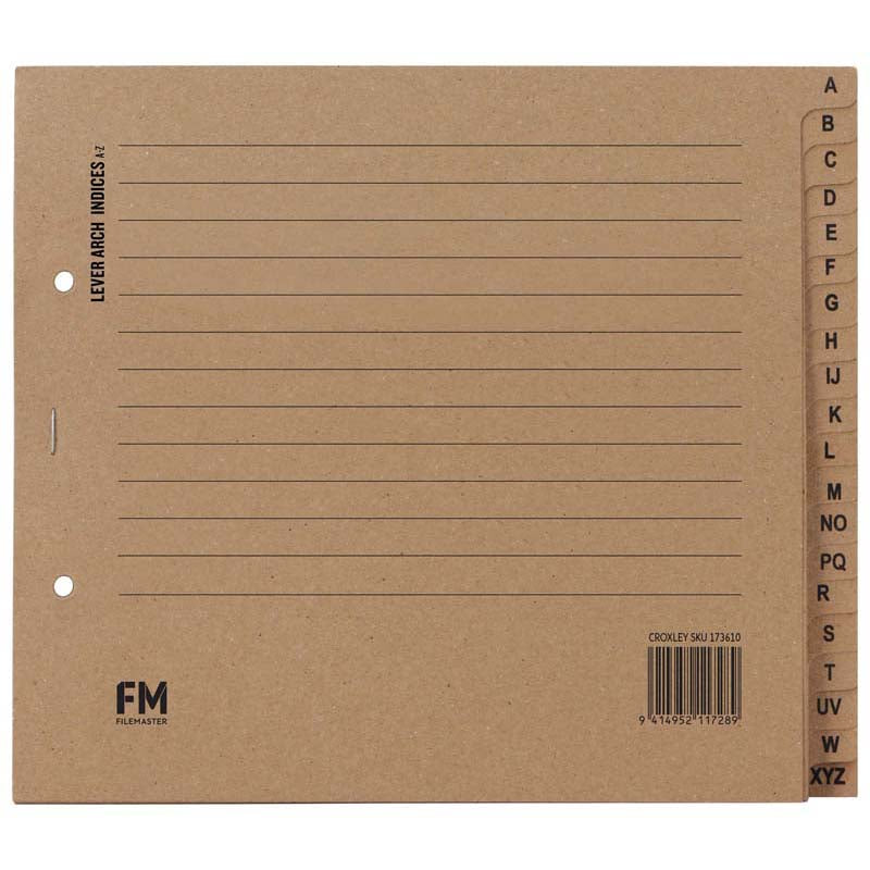 FM Indices A-Z Kraft Lever Arch 225x195mm - Cafe Supply