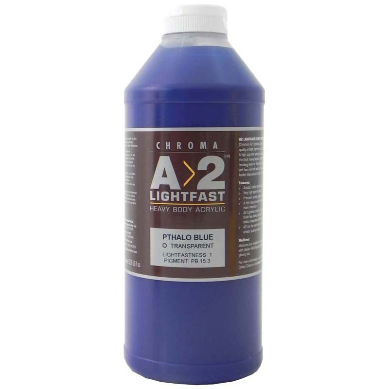 A2 Lightfast Heavybody Acrylic 1 Litre Pthalo Blue - Cafe Supply