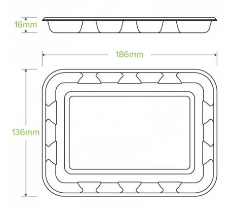 19X14X2CM / 7X5” BIOCANE PRODUCE TRAY - Cafe Supply