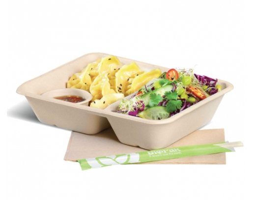 2-COMPARTMENT NATURAL BIOCANE TAKEAWAY BASE - Cafe Supply