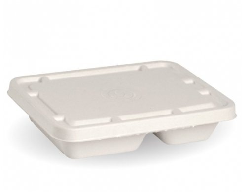 2-COMPARTMENT WHITE BIOCANE TAKEAWAY BASE - Cafe Supply