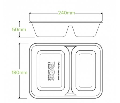 2-COMPARTMENT WHITE BIOCANE TAKEAWAY BASE - Cafe Supply