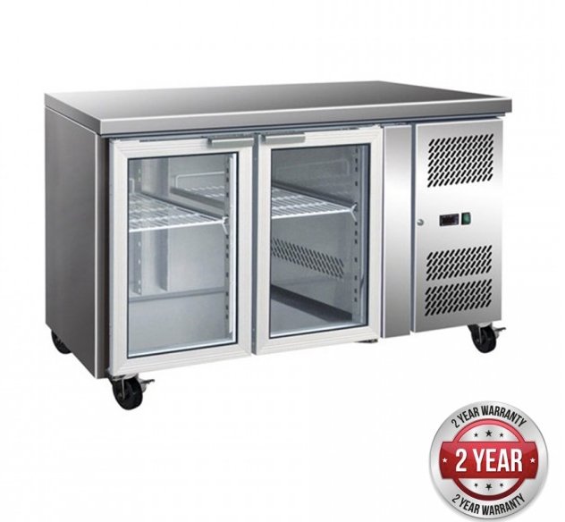 2 Glass Door Gastronorm Bench Fridge - Cafe Supply