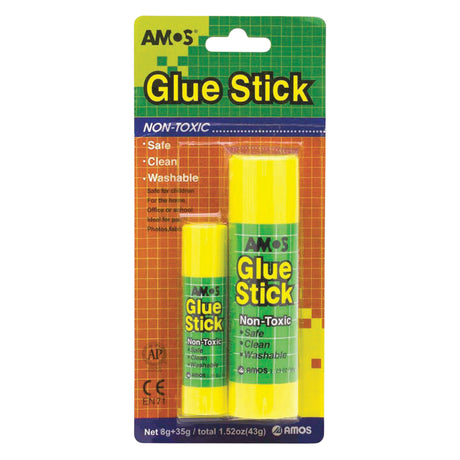 Amos Glue Stick 35gm Plus 8gm Multipack Jumbo And Small - Cafe Supply