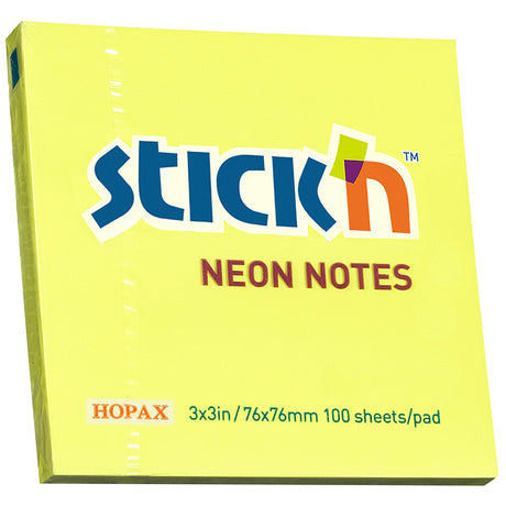 Stick'n Note 76x76mm 100 Sheet Neon Lemon - Cafe Supply