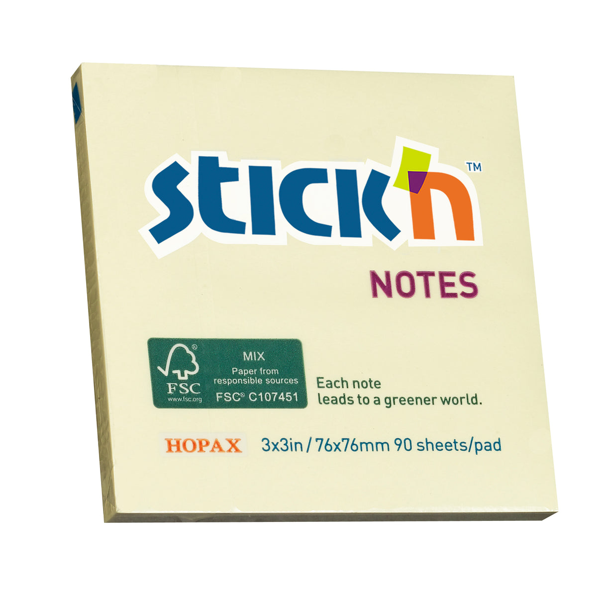 Stick'n FSC Note 76x76mm 90 Sheets Yellow - Cafe Supply