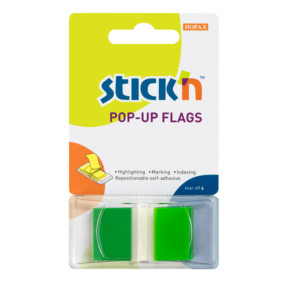 Stick'n Pop Up Flags 45x25mm 50 Sheets Green - Cafe Supply