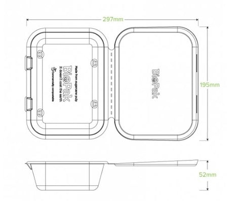 20X15X5CM / 7.5X5X1.9" NATURAL BIOCANE CLAMSHELL - Cafe Supply