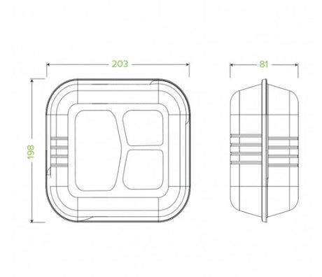 20X22X8CM / 7.8X8X3" 3-COMPARTMENT WHITE BIOCANE CLAMSHELL - Cafe Supply