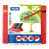 Milan Flexibox Coloured Pencils Triangular Pack 24 Assorted Colours - Cafe Supply