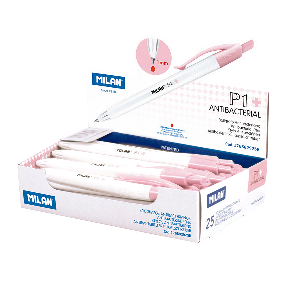 Milan P-1 Antibacterial Ballpoint Pens Red Ink - Cafe Supply