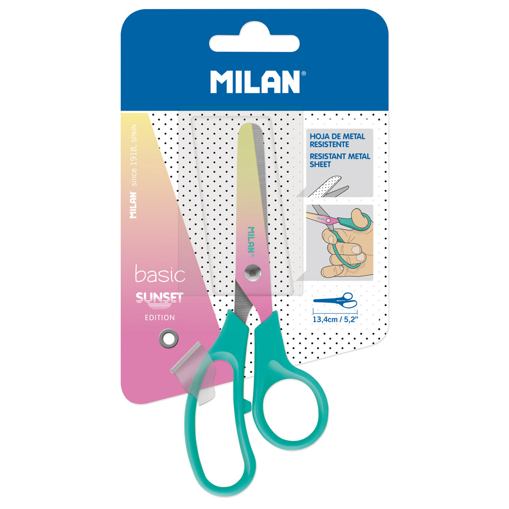 Milan Sunset Scissors 134mm 5.2 inch Turquoise Handle - Cafe Supply
