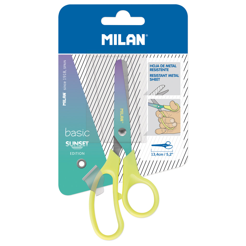 Milan Sunset Scissors 134mm 5.2 inch Yellow Handle - Cafe Supply