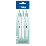 Milan Anti-Bacterial P1+ Ball Point Pen Blue Pack 3 - Cafe Supply