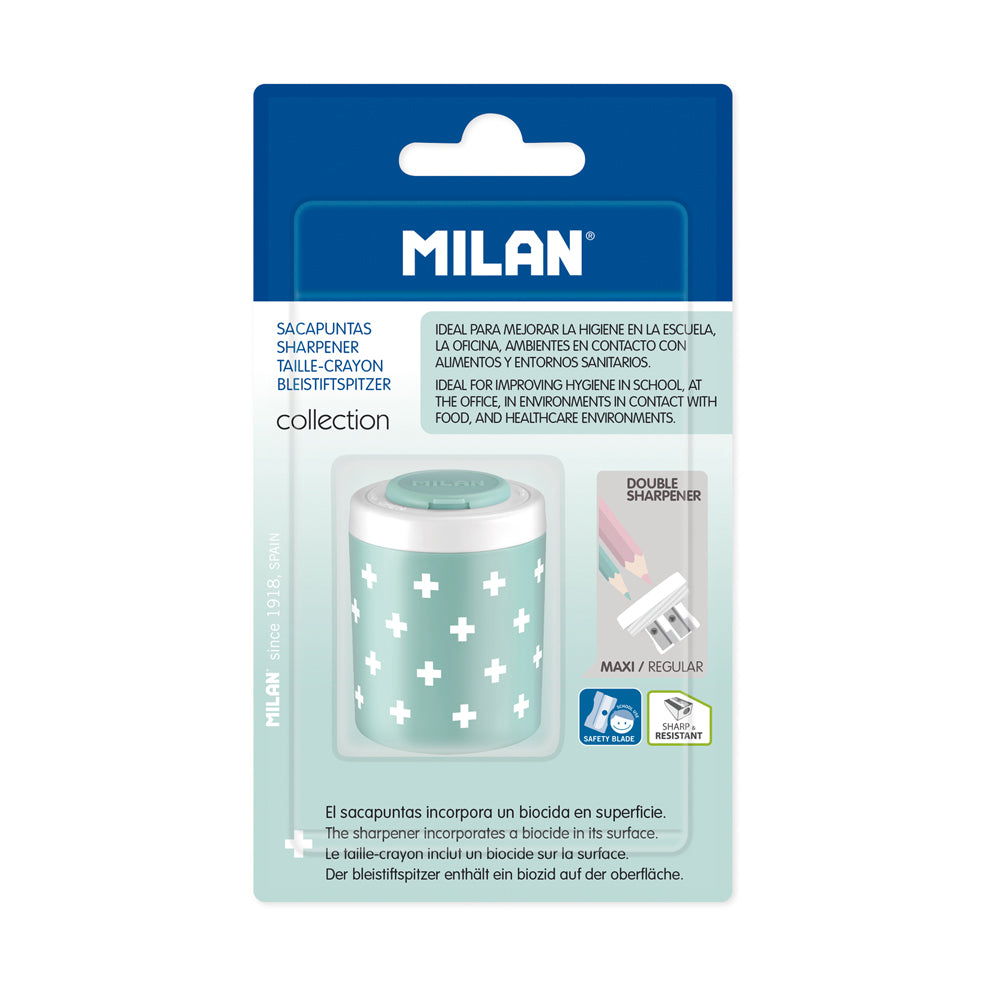 Milan Antibacterial 2 Hole Pencil Sharpener Hangsell Turquoise - Cafe Supply