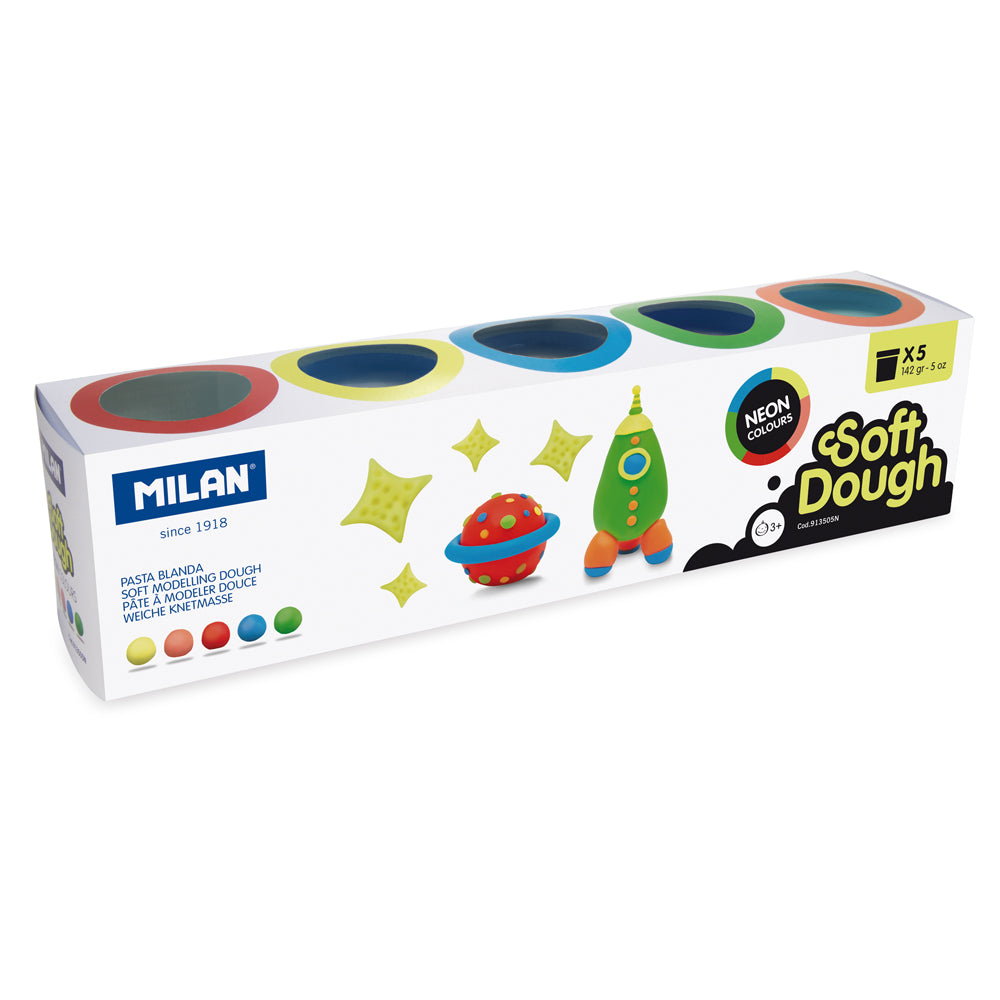 Milan Soft Dough Neon Colours Assorted Pack 5 - Cafe Supply