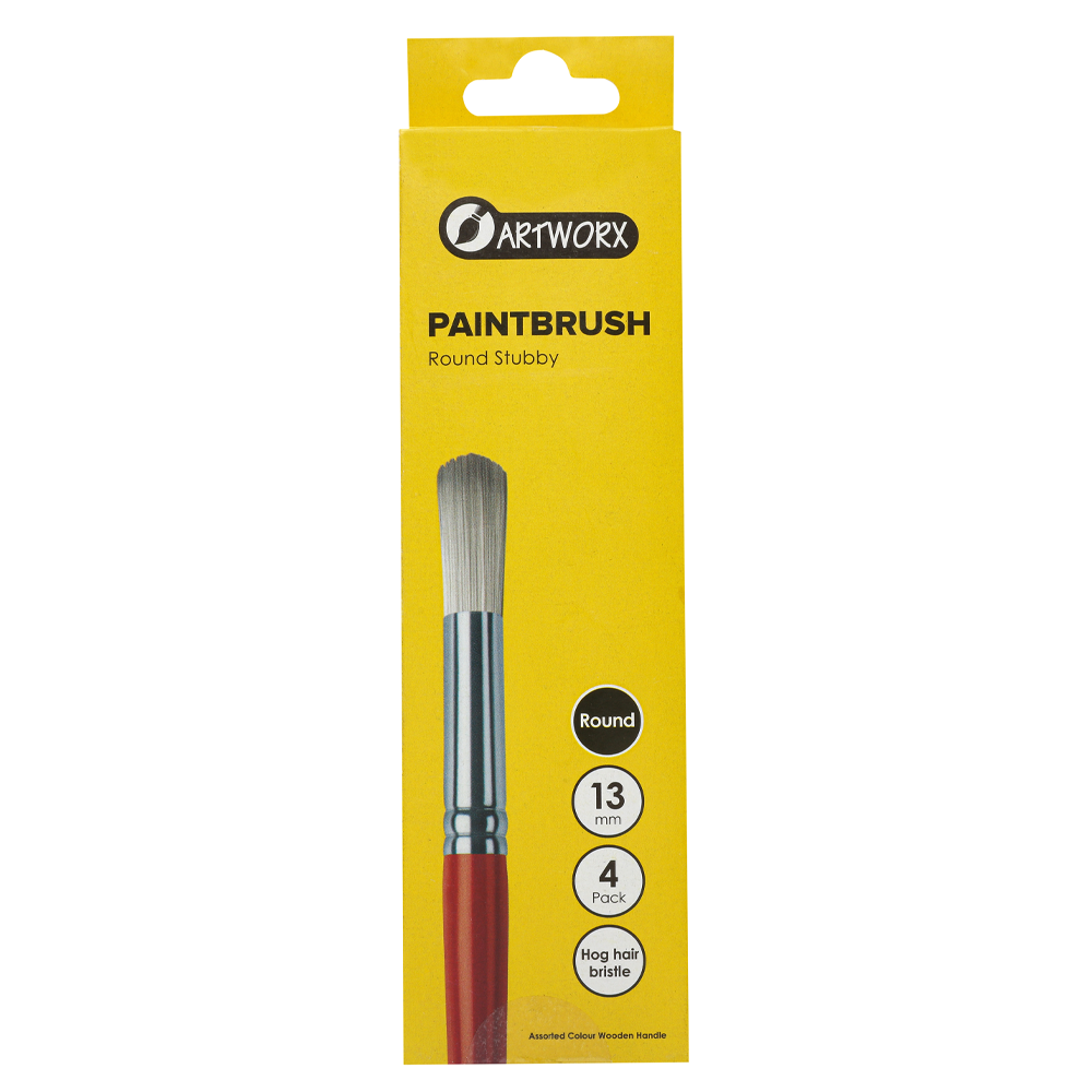 Artworx Paint Brush Stubby Round 13mm Pk/4 - Cafe Supply