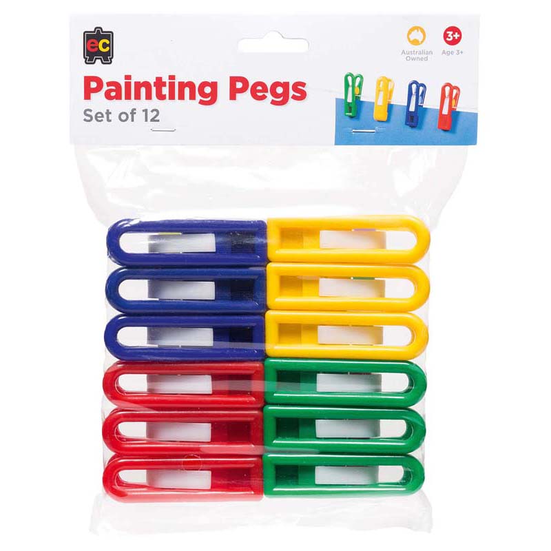 EC Pegs Plastic Painting 12 Pack Assorted - Cafe Supply