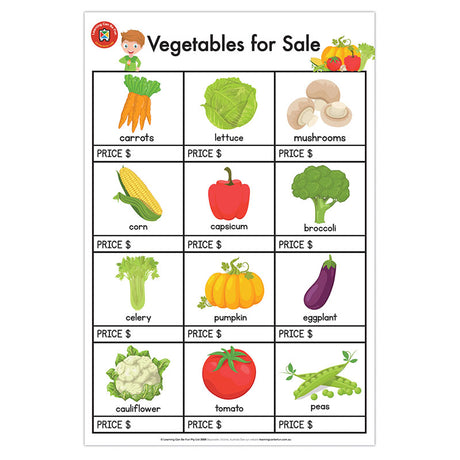 LCBF Wall Chart Vegetables For Sale - Cafe Supply