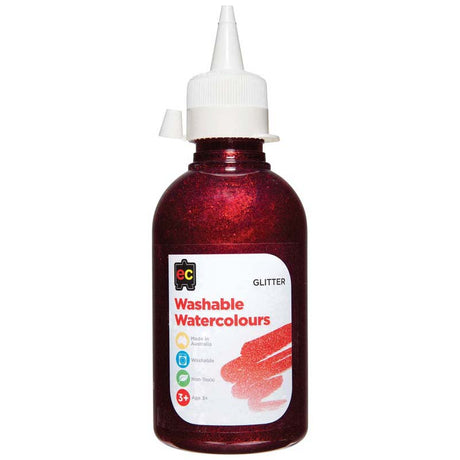 EC Paint Washable Watercolours Glitter 250ml Red - Cafe Supply