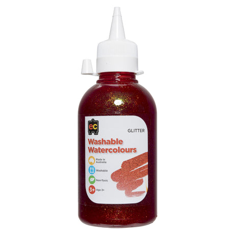 EC Paint Washable Watercolours Glitter 250ml Orange - Cafe Supply